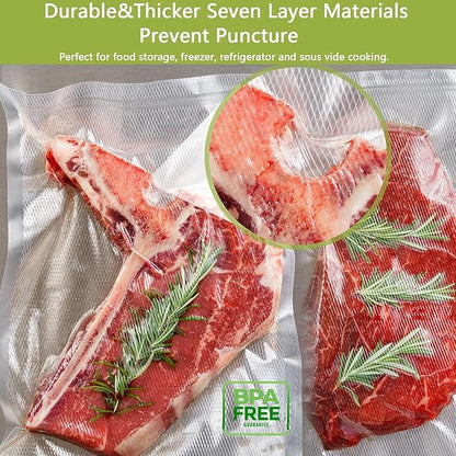 8 Pack 8"x20'(8Rolls) Thickened Vacuum Sealer Bags For Food, Textures on Both Sides, Smell-Proof, Heavy Duty for POTANE, Food Saver, Weston, Sous Vide