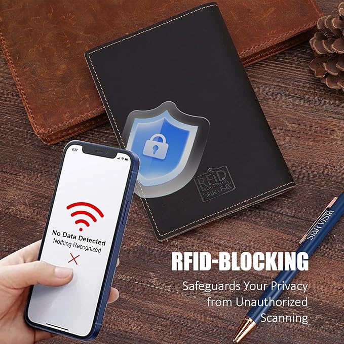 STAR VISTA Albatross Leather Travel Passport Holder, Minimalist Design, Full Grain Leather Case for Women and Men - Slim Passport Wallet, Bifold, RFID Blocking, with AirTag Holder, Dark Chocolate