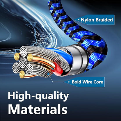 cugunu USB C to USB C Charger Cable, 5 Pack [3/3/6/6/10ft] Type C Fast Charging Cord High Data & Transfer Wire Compatible for iPhone 17/16/15 Plus/Pro Max iPad Pro Ps5 Controller Samsung (Black Blue)