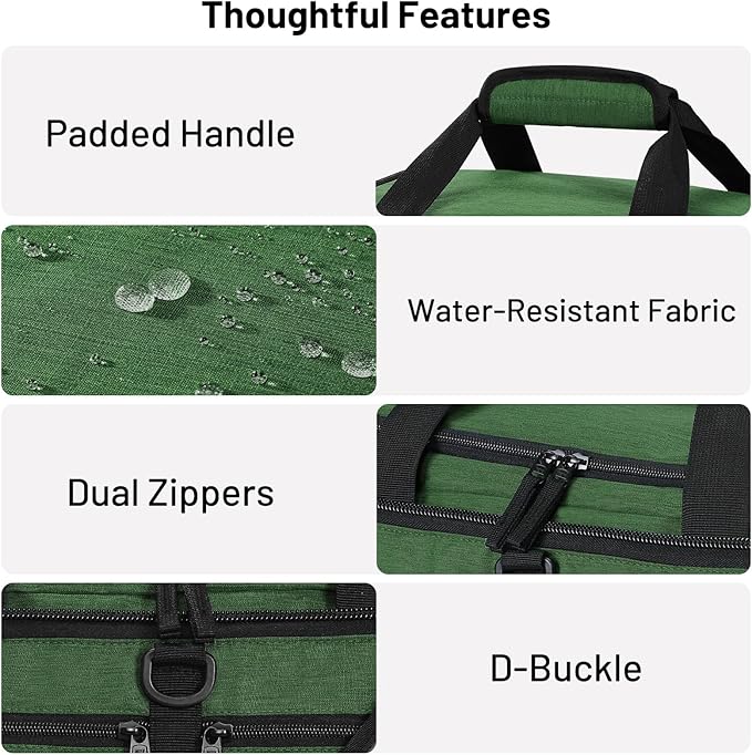 MIER Foldable Duffle Bag with Shoe Compartment 50L Travel Duffel Bags for Men Women Packable Overnight Bag for Camping Gym Weekender, Dark Green