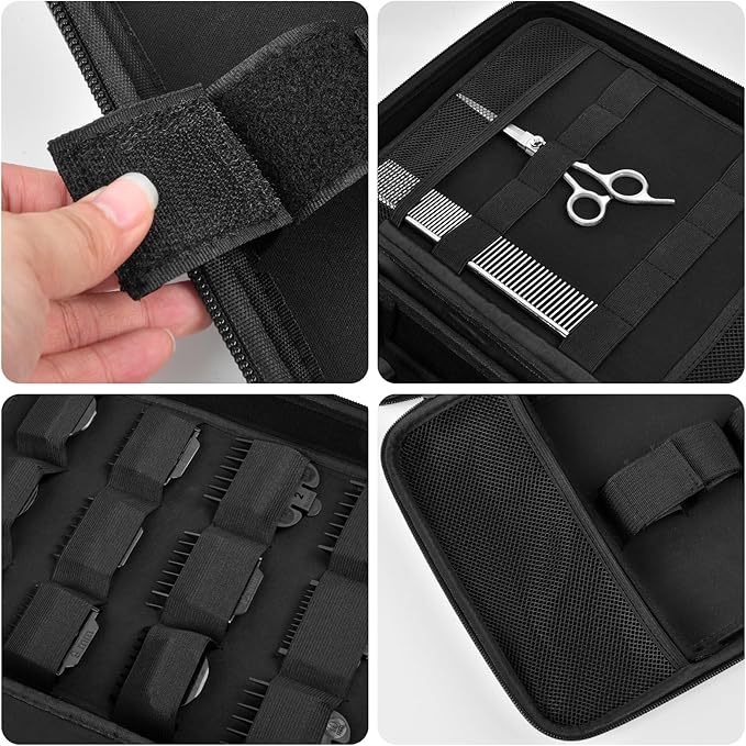 Boobowl Hard Travel Case for Hair Clippers, Hair Cutting Barber Supplies Organizer Bag, Trimmer Storage Holder for Ufree/for Wahl/for Andis Men Razor Guard Grooming Kits -Black