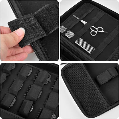 Boobowl Hard Travel Case for Hair Clippers, Hair Cutting Barber Supplies Organizer Bag, Trimmer Storage Holder for Ufree/for Wahl/for Andis Men Razor Guard Grooming Kits -Black