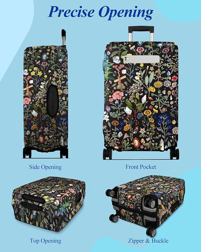 Slohif Luggage Cover for Suitcase Tsa Approved Protector - Luggage Sleeve Large Suit Case Cover Travel Stretch Baggage Case Protective Washable Fit 31-32 Inch Flower XL