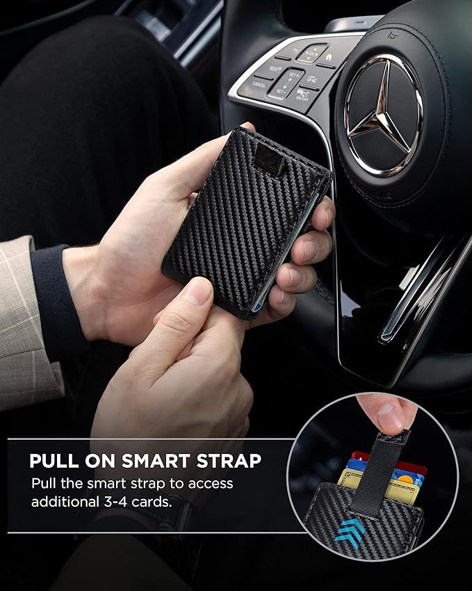 SERMAN BRANDS RFID Blocking Slim Bifold Genuine Leather Minimalist Front Pocket Wallets for Men with Money Clip Thin Mens