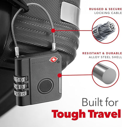 KeySmart SmartLock Tracking Luggage Locks, TSA Locks for Luggage, GPS Tracker, Combination Lock Compatible with Apple Find My App, Best Travel Essentials, Replaceable Non-Rechargeable Battery (5 Pack)