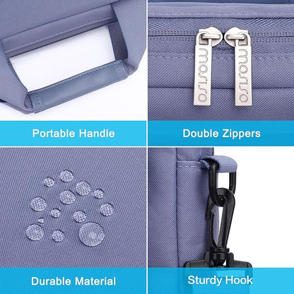 MOSISO Laptop Shoulder Bag 13.3 inch, 13-14 inch Computer Bag Compatible with MacBook Air/Pro 13 / Pro 14, HP Dell ASUS Lenovo with 2 Raised&1 Flapover&1 Horizontal Pocket&Handle&Belt, Lavender Gray