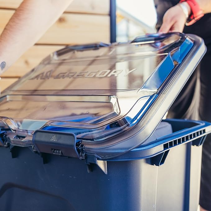 Gregory Alpaca 50L Waterproof Gear Organization/Camping Gear Box with Transparent Removeable Lid, Slate Blue