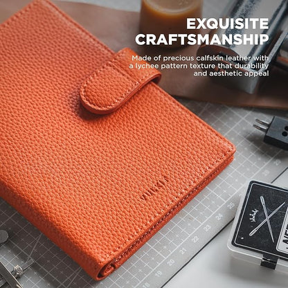 VULKIT Leather Passport Travel Wallet for 2 Passports Pocket Slim Double Passport Holder RFID Blocking with ID Window for Women or Men