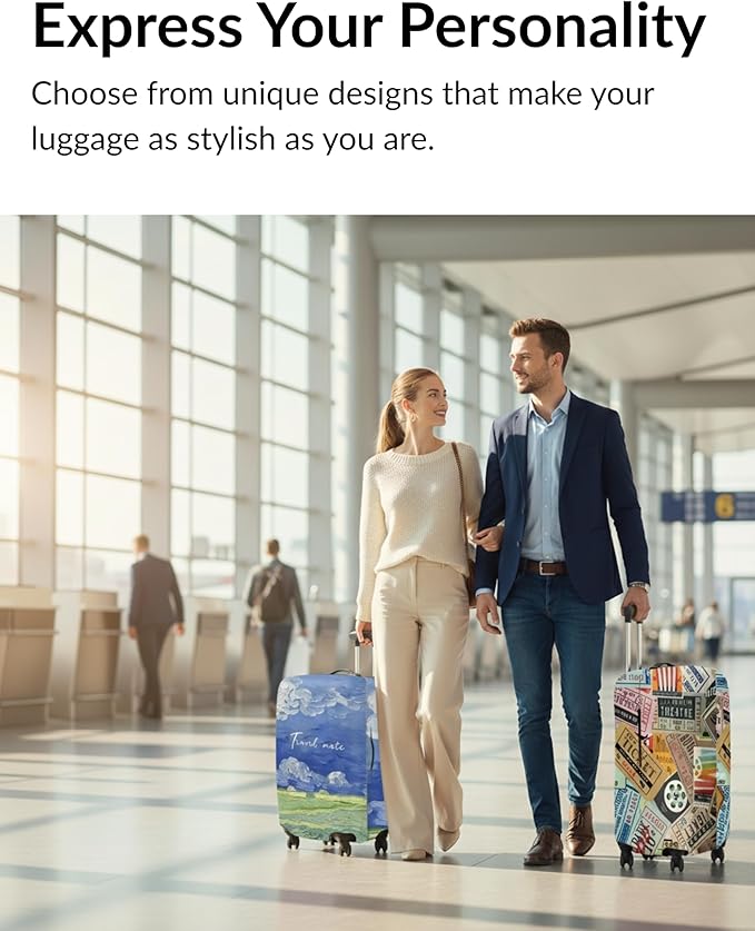 Luggage Cover for Suitcase – Impressionist Sky Design – Stretchable, Washable & Scratch-Resistant Protector for Small Travel Bags