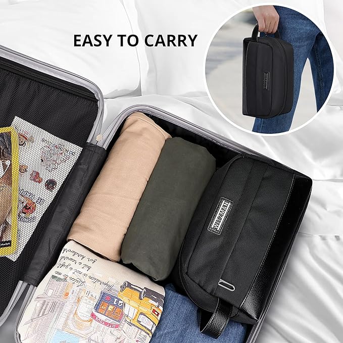 WITZMAN Toiletry Bag for Men Women Lightweight Hanging Travel Bathroom Bag Water-resistant Dopp Kit Shaving Bag Cosmetic bag （B692 Black）