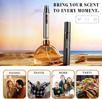 10ml Perfume Atomizer Travel Refillable, 3PCS Perfume Travel Refillable Bottle,Bottom-Filling Fragrances Perfumes Bottle,Mini Cologne Dispenser,Portable Sprayer（Black-Grey-Silver）