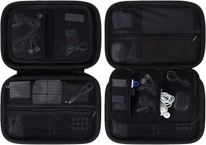 Electronic Organizer Travel Case for MacBook Power Adapter Chargers Cables Tech Organizer Hard Drive USB Flash Disk SD Card Cord Portable Electronics Accessories Bag - Large