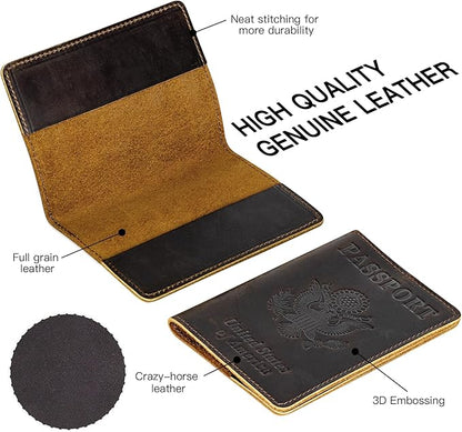 BIAOTIE Premium Leather Passport Holder Covers, Rfid Travel Wallet Passport Document Holder, Travel Essentials Wallet Cover Case for Men and Women (Coffee)
