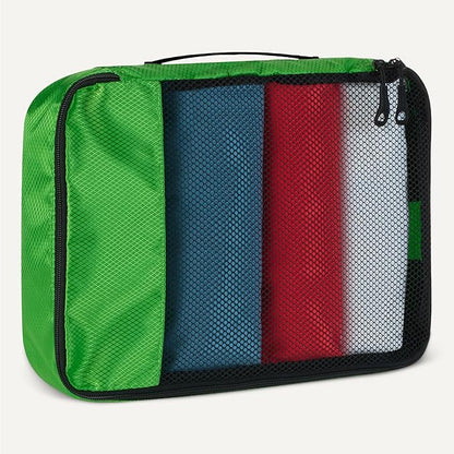 Amazon Essentials 4-Piece Packing Cubes Travel Accessories Set, Luggage Organizer with Double Zipper, Mesh Top, 100% Polyester, Small/Medium/Large/Slim, Green (Previously Amazon Basics)