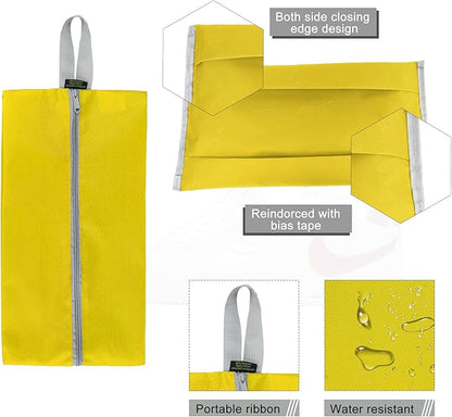 BeeGreen 200D Colorful Shoe Bags 6 Pack for Travel with Handle as Packing Organizers for Suitcase and Luggage | Portable Polyester Storage Accessories for Vacations, Essential Gifts for Women and Men