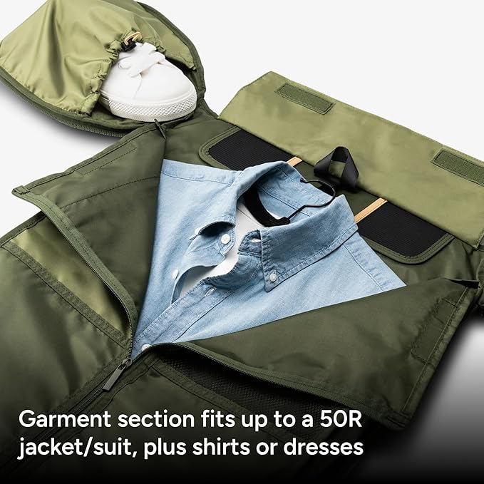 Halfday Convertible 2-in-1 Vegan Leather Premium Garment Duffel Weekender Bag 45L | Carry-On, Wrinkle-Free Travel, Hanging Suit Compartment, Shoe Pockets, Trolley Sleeve, Leaf