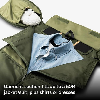 Halfday Convertible 2-in-1 Vegan Leather Premium Garment Duffel Weekender Bag 45L | Carry-On, Wrinkle-Free Travel, Hanging Suit Compartment, Shoe Pockets, Trolley Sleeve, Leaf