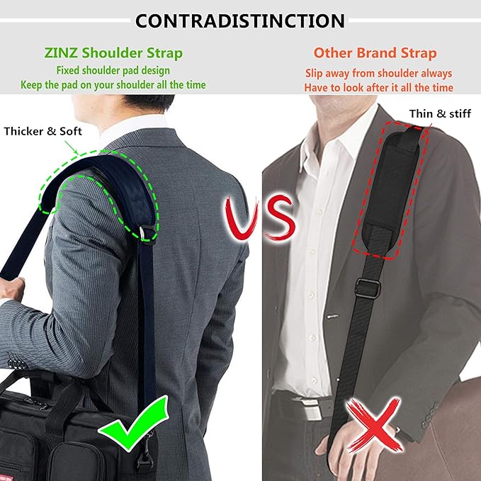 Shoulder Strap, ZINZ 57" Padded Adjustable Shoulder Bag Straps Replacement for Bags with D-Ring (B02L01)