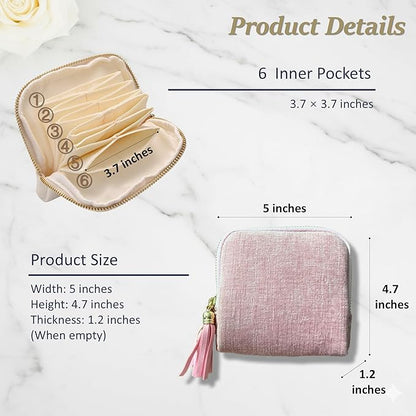 Small Travel Jewelry Case, Soft Velvet Organizer Pouch for Bangle, Bracelets, Large Earrings, Beaded necklace, Anti-Scratch & Portable Jewelry Bag Holder for Travel & Everyday Use (Rose Blush)