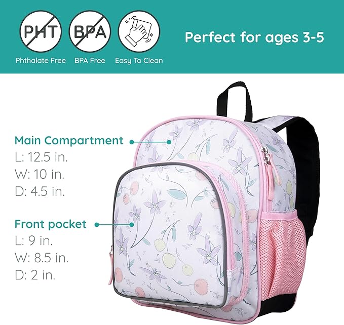 Wildkin JumpOff Jo 12-inch Kids Backpack – Lightweight, Durable Toddler Bag - Fairy Blossom