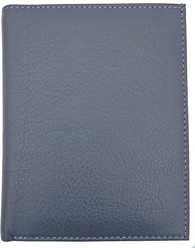 Grey RFID Genuine Leather Passport Wallet