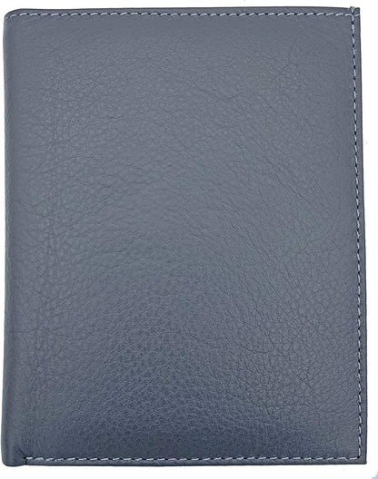 Grey RFID Genuine Leather Passport Wallet