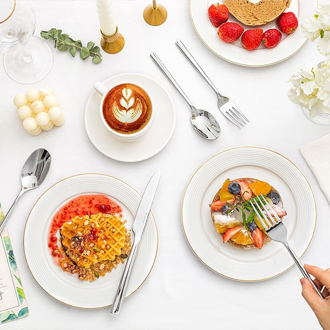 KINGSTONE Silverware Set, 20-Piece Forged Novelty Flatware Cutlery Utensil Set Premium Stainless Steel, Service for 4, for Kitchen, Home, Wedding, Party, Mirror Polished and Dishwasher Safe