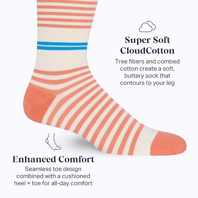 Comrad CloudCotton Knee High Socks - 15-20mmHg Graduated Compression Socks - Combed Cotton Support Socks
