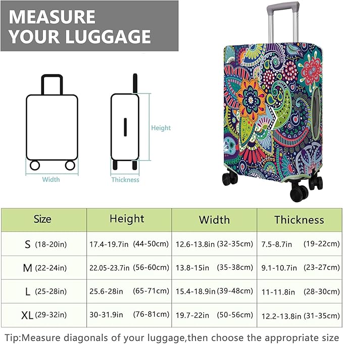 Travel Luggage Cover Suitcase Protector Fits 18-32 Inch Wheel Covers PatternedTravel Related Items Flower Luggage Protector Elastic S