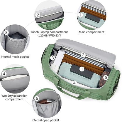 Hanke Carry On luggage Bags for Travel, Large Foldable Duffle Bag for Travel, Softside Lightweight Travel Bag Carry On Bags for Airplanes Women, Travel Tote Bags for Women Men.(Forest Green)