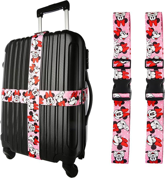 Disney Minnie Mouse Luggage Strap 2-Piece Set Officially Licensed, Adjustable Luggage Straps from 30'' to 72''
