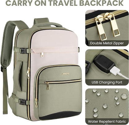 YAMTION 40L Large Travel Backpack for Women,Carry On Luggage with 4 Packing Cubes, Airline Approved Weekender Backpacks for Personal Items fits 17 Inch Laptop