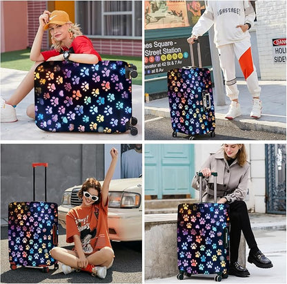 ANNA QUEEN Dragonfly & Floral Luggage Cover, Night Sky & Floral Design, Stretchable, Washable Travel Protector for 20-34 Inch Suitcases