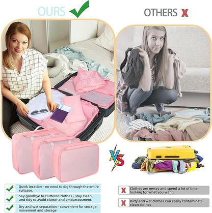 10 Pcs Set Packing Cubes - Travel Packing Organizers, Expandable Suitcase Organizer, Luggage Organizer Bags