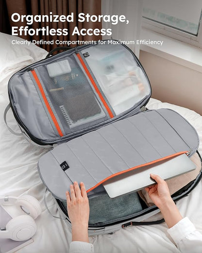 Tolaccea Travel Laptop Backpack, Large Carry on Backpack Flight Approved Convertible Duffle Luggage Bag Daypack Work Business Rucksack Fits 16" Laptop for Men Women 3 Carrying Ways, 40L-50L Expandable