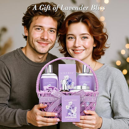 Christmas Gifts for Women - 8 Pcs Lavender Bath and Body Gift Set for Women, Spa Gift Basket | Mothers Day Gifts for Mom, Birthday Gifts, Self Care & Pampering Gifts, All Occasion Holiday Present