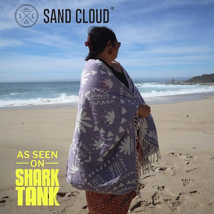 Sand Cloud Turkish Beach Towel - Sand Free - 100% Organic Turkish Cotton Yarn - Quick Dry Towel for Beach, Picnic Blanket or Throw - As Seen on Shark Tank - Boho (Purple)