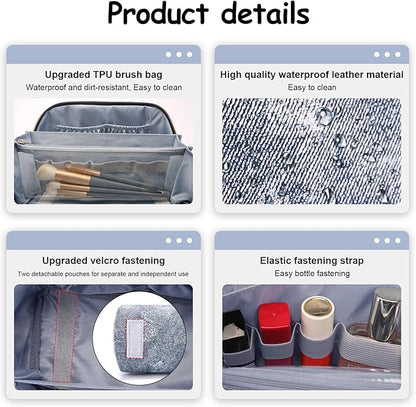 BOYATU Travel Makeup Bag Cosmetic Bags for Women: 3 Sets Large Capacity Make up Bag - Portable Toiletry Bags with Handle for Women(F-4-Dark Blue)