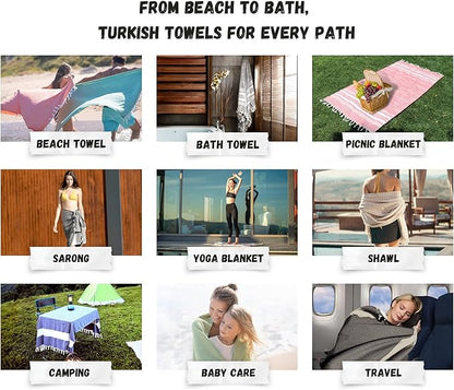 Bazaar Anatolia Turkish Beach Towel – 100% Cotton, Quick Dry, Sand Free Towel for Bathroom, Camping, Travel, Burgundy – Oversized 71x39 Inches – Diamond Maroon