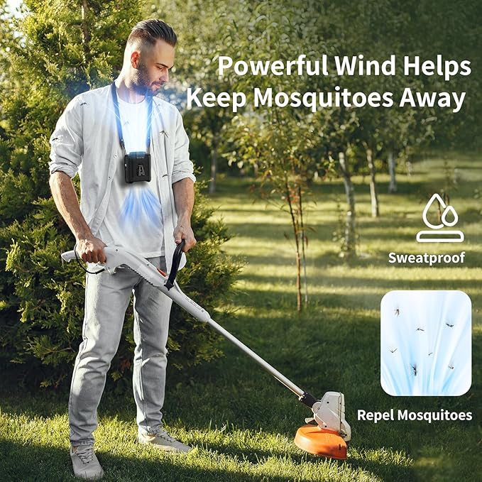 Socool 10000mAh Portable Waist Fan Clip on Wearable Belt Personal Fan Rechargeable Battery operated With 5 Speeds & Flashlight Neck Hands-Free 40H Cooling For Outdoor Camping Travel (Black)