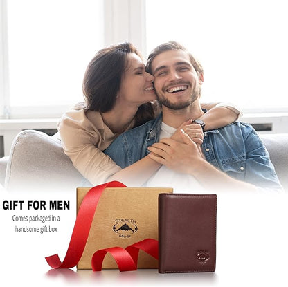 Stealth Mode Leather Trifold RFID Wallet For Men With Flip Out ID Holder