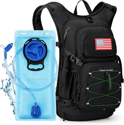 Maelstrom Hydration Hiking Backpack with 2L/3L Water Bladder, High Flow Bite Valve Camping Daypack Lightweight