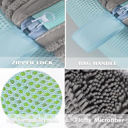 2Pcs Shoe Washing Machine Bag, Durable Laundry Shoe Bag for Washing Machine, Fluffy Fibers 360° Cleaning, Includes Liquid Shoe Brush & Travel Dust Bag, Ideal for Sneakers & Gym Shoes (Gray)