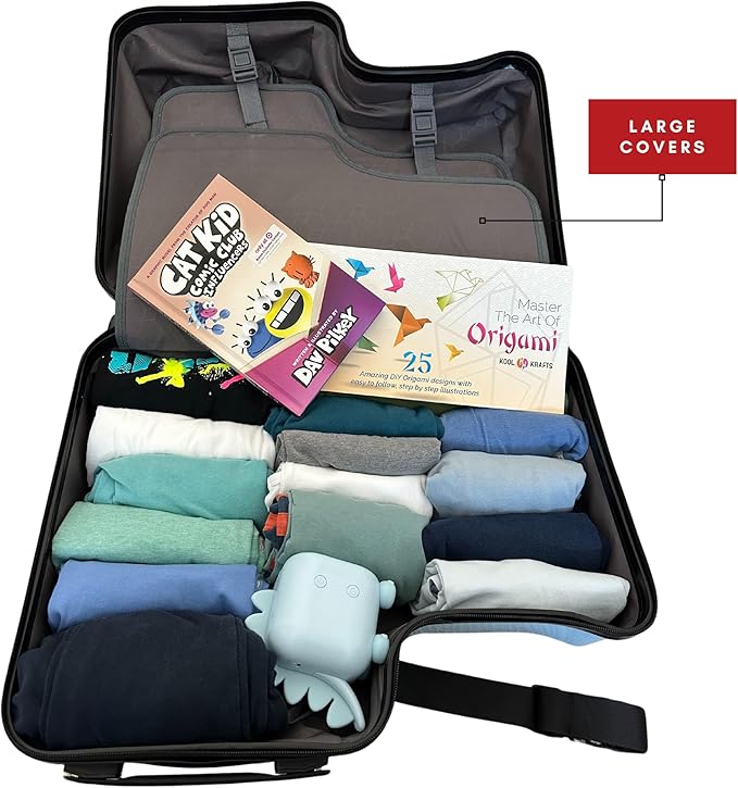 2025 Itsy Rider 20" Ride-on Suitcase for Kids with Double Spinner Red Wheels (Beige Traveler)