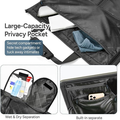 travel inspira Convertible Garment Bag for Travel, Carry On Garment Duffle Weekender with Extended Shoe Compartment & Shoulder Straps, 2 in 1 Waterproof Hanging Suitcase Suit Bag