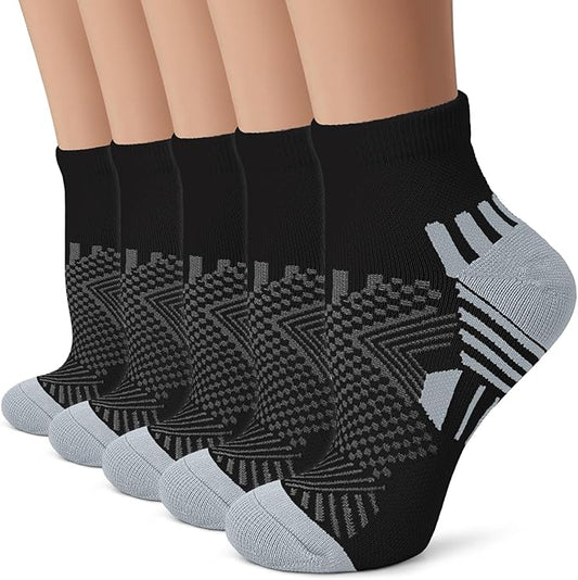 Iseasoo Copper Ankle Compression Socks - Low Cut Arch Support Socks for Men & Women, Running, Nurses, Plantar Fasciitis Socks