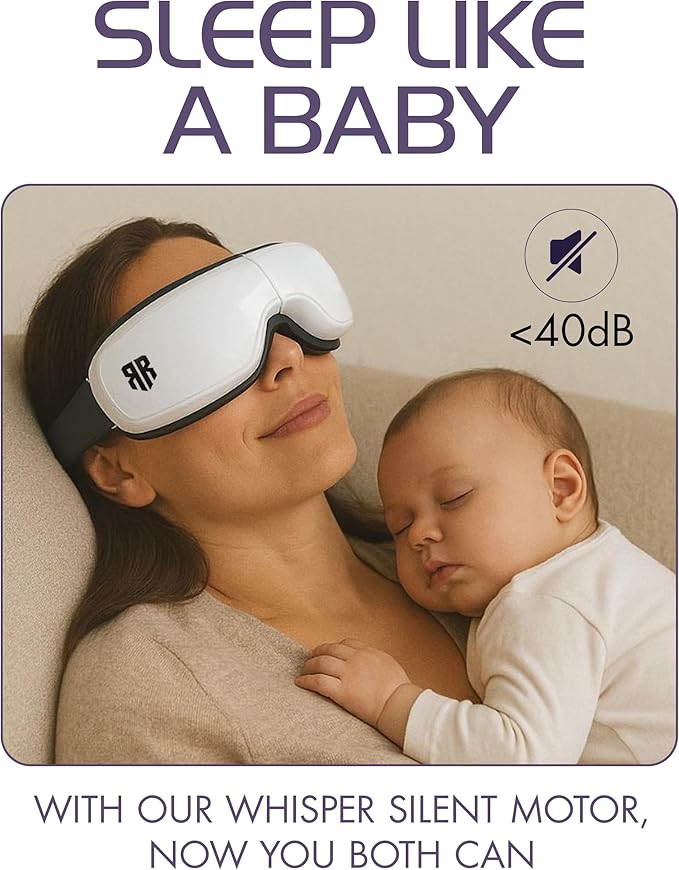 Eye Massager with Heat, Heated Eye Mask, Migraine Relief Device, Warm Compress & Vibration, Improved Sleep, 5 Massage Modes, Folding Design, Christmas/Bday Gift for Friend/Mom/Dad