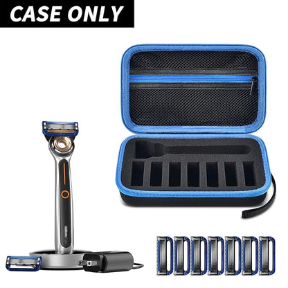 PAIYULE Travel Case Compatible with Gillette Heated Razor for Men, Starter Shave Kit Storage Holder for Blade Refills, Clipper Guards, Charging Dock and Accessories-Blue(Box Only)