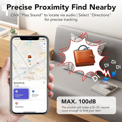 Air Tracker Tags-4 Pack | Bluetooth Tracker Work with Apple Find My (iOS Only), Smart Tag with Protective Case/Keychain/Lanyard, Item Finder for Key/Wallet/Bag, Replaceable Battery, Ink Black
