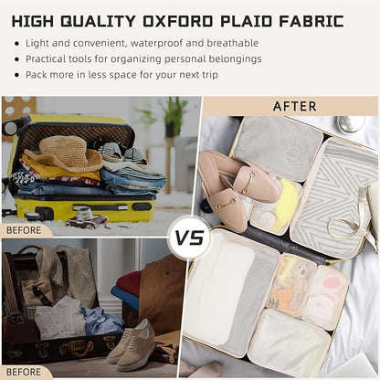 Reginary 6 Set Travel Packing Cubes Luggage Organizer Set Lightweight Suitcase with Shoe Bag for Clothes Toiletries